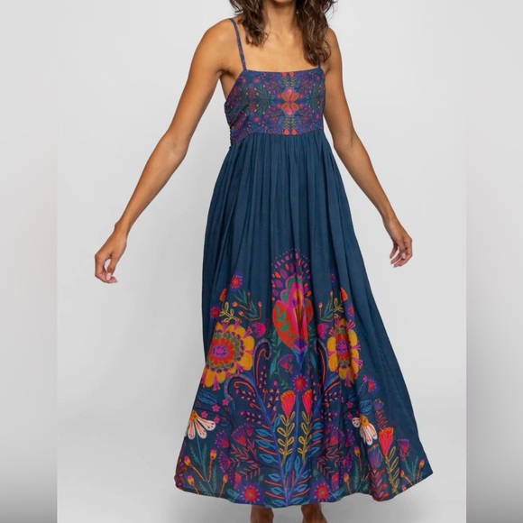 Soul Flower Dresses & Skirts - Natural Life Bailey Maxi Dress Floral Navy Folk Garden M Medium